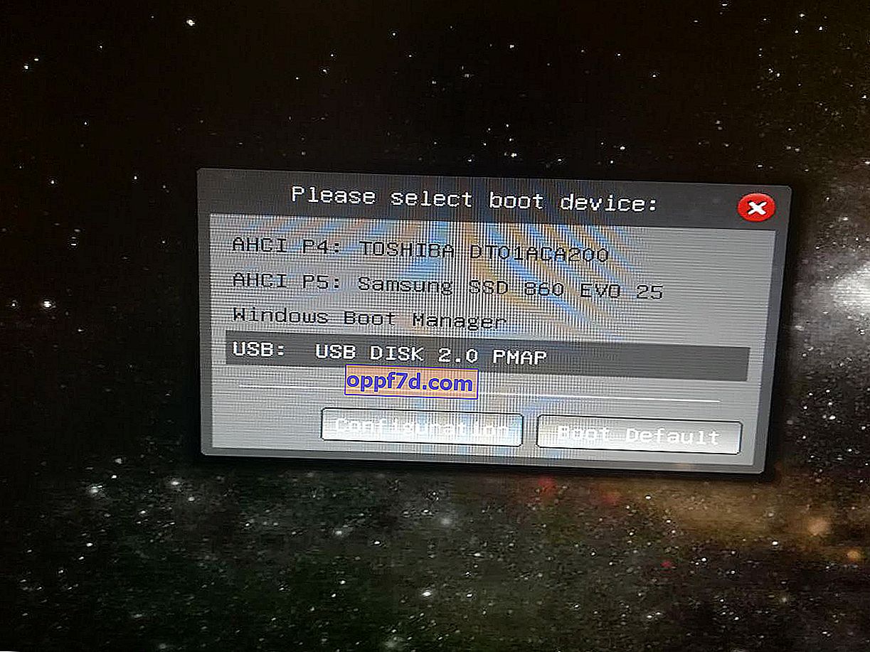 Auswählen eines Flash-Laufwerks in bootMenu