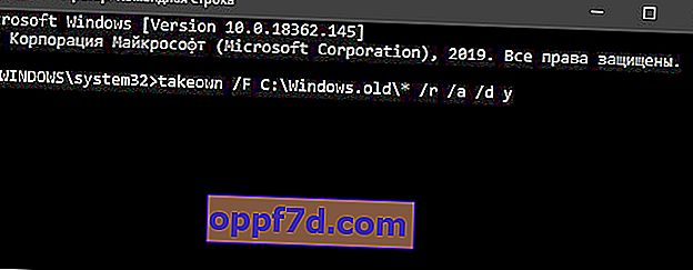 Távolítsa el a Windows.old fájlt CMD-n keresztül rendszergazdai jogokkal