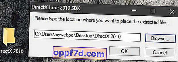 pak DirectX 2010 uit naar een map