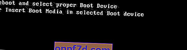 Starta om och välj rätt Boot Device eller Insert Boot Media i vald Boot-enhet och tryck på en tangent